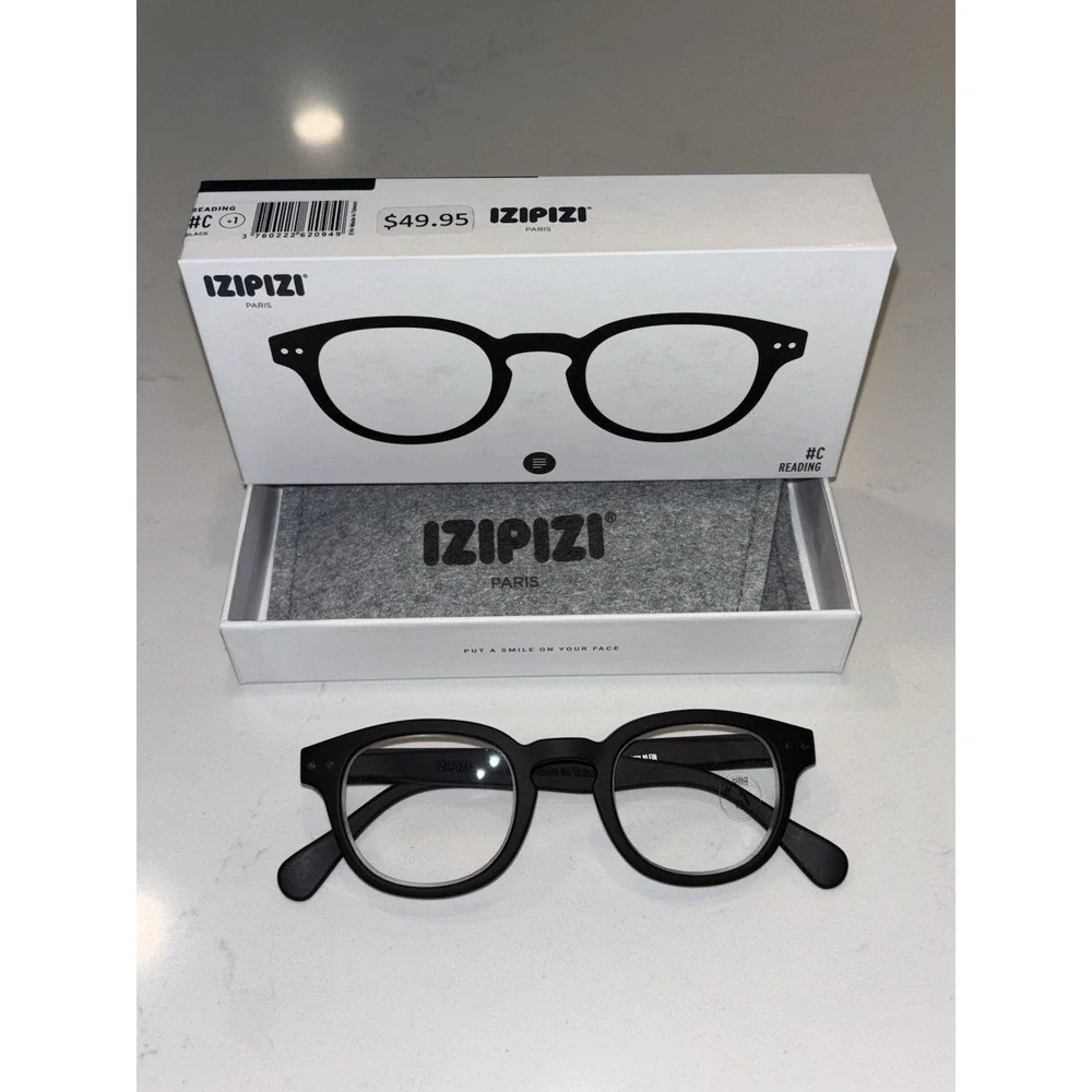 Izipizi Black Occhiali Da Lettura Reading Glasses #C 1.0 NIB